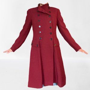 ZELDA Military Style Button Down Red Coat Dress
